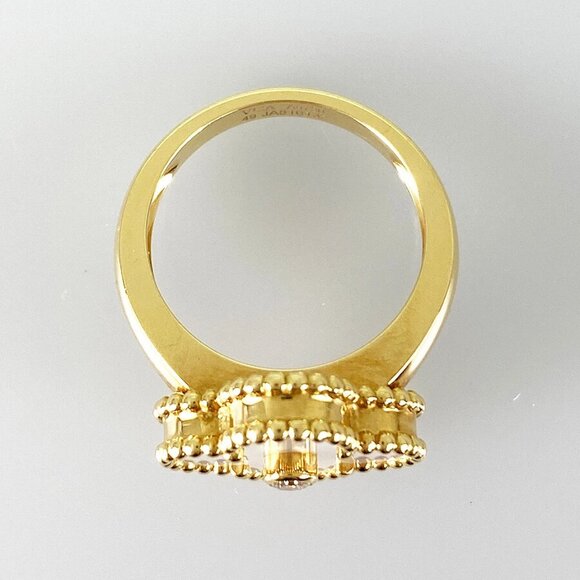 Van Cleef & Arpels Vintage Alhambra Yellow gold Shell diamond Ring - Picture 10 of 16